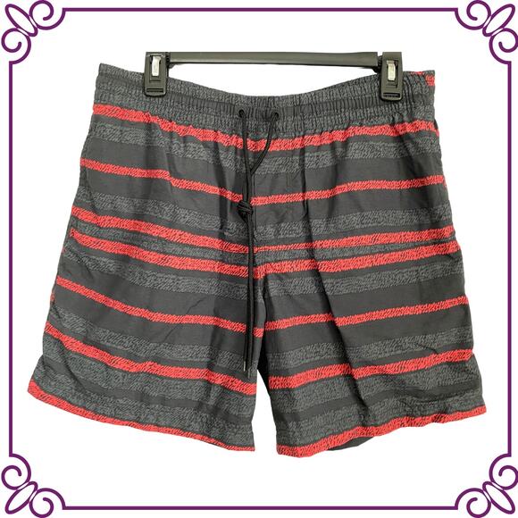 Columbia Omni-Shield Gray with Red Stripes Swim Trunks Medium - Picture 1 of 4